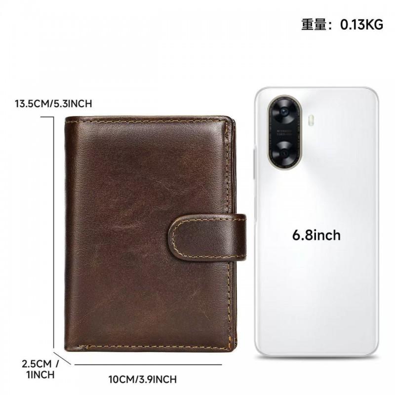 Mens Slim Genuine Leather Wallet Short Bifold Minimalist Business Casual Purse Daily Use