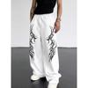 Unisex Gothic Y2K Printed Track Pants Loose Fit Drawstring Wide Leg Sweatpants