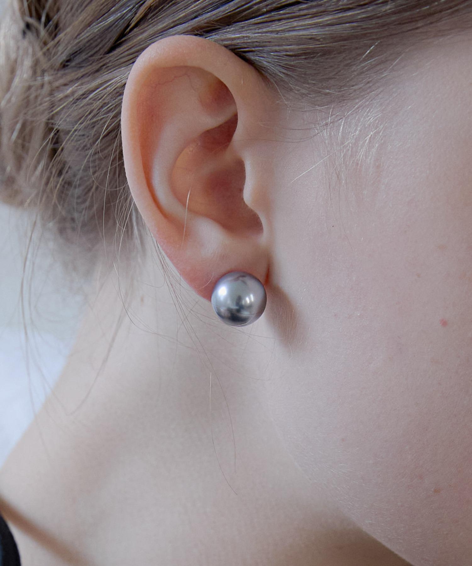 Alleun Silver 925 Black Pearl Earrings