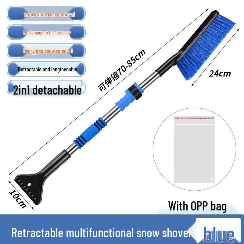 Car Retractable Snow Shovel with Defrosting Scraper and Brush for Winter Ice Removal.