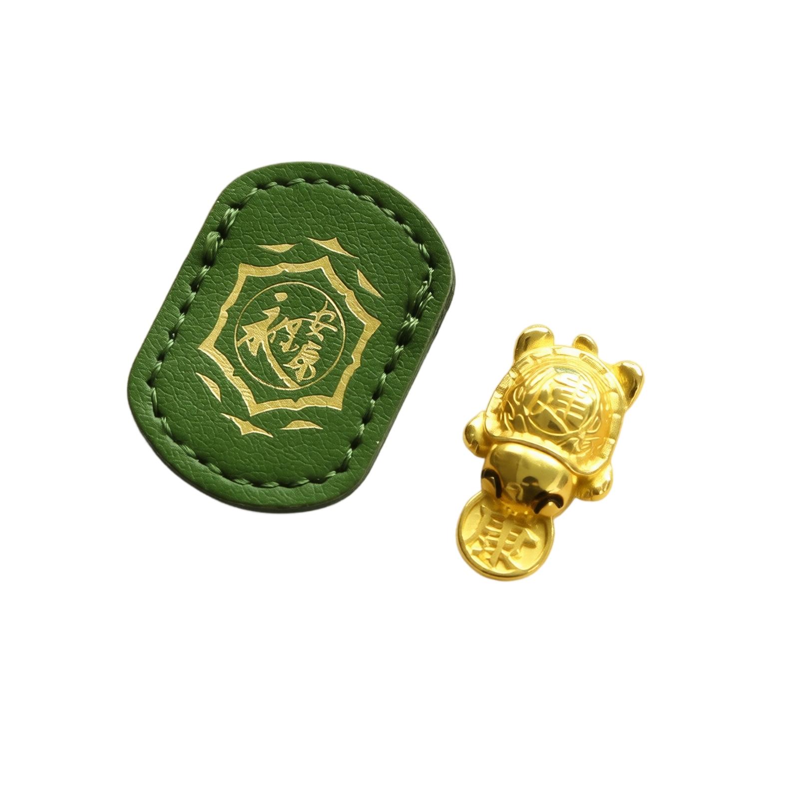Auspicious Turtle Ornament Set - Turtle Turtle Gold Turtle with Leather and Luck for Home Decor One Size