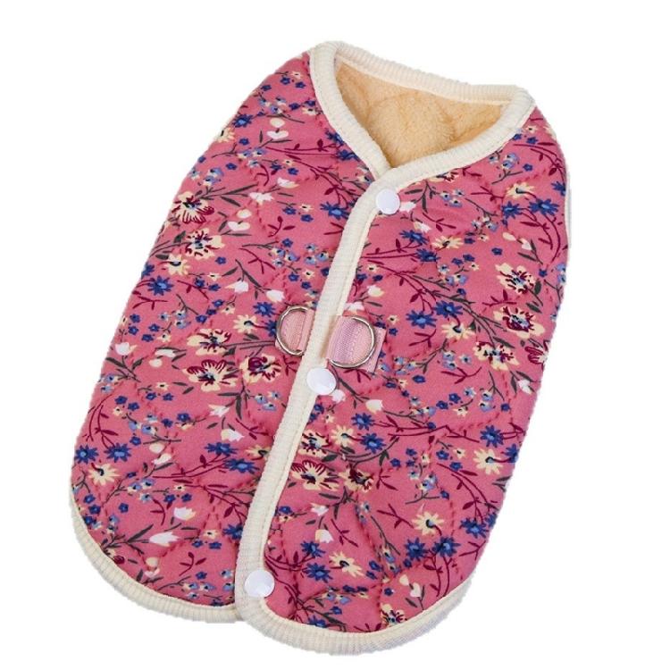 

Warm Floral Vest for Dog Apparel Thick Fleece Coat for Puppy Cats Small Dogs Holiday Party Streetwear Outfits XL рожевий