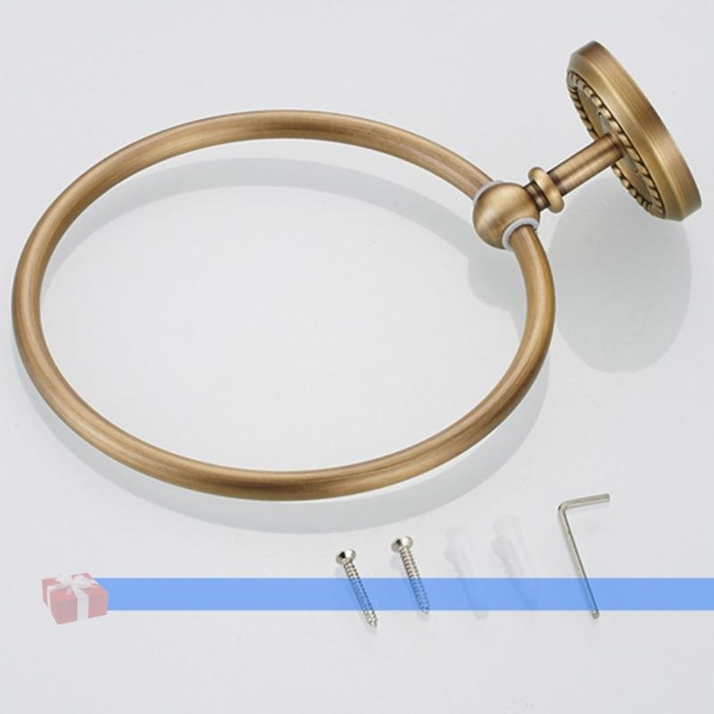 Copper Towel Rings Wall Mounted Bath Hand Towel Holder Round Vintage Simple Towel Rack Bathroom Accessories Enduring