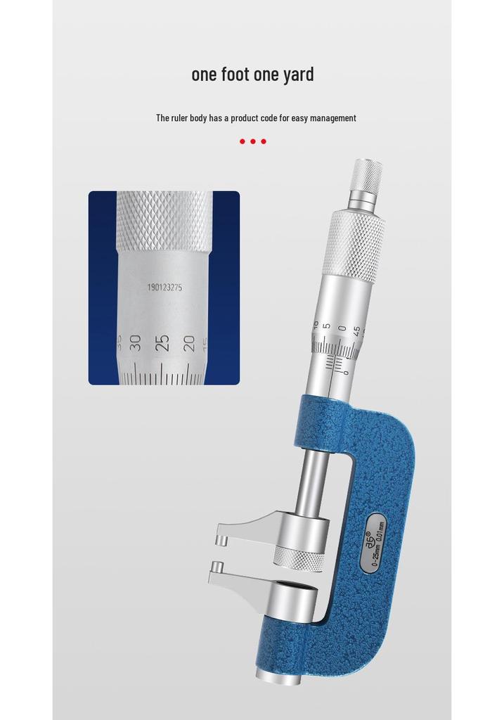 Qinghai Micrometer: 0-25mm Caliper with Ball and Flat Head for Inner & Outer Diameter Measurement.