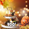 Halloween Pumpkin Witch Hat Wooden Bead Tiered Tray Set Wooden Ornaments For Holiday Atmosphere