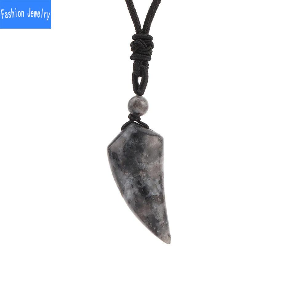 Collar con colgante minimalista bohemio hecho a mano de amatista diente de lobo - Talismán protector de cristal natural con cordón trenzado para hombres y mujeres