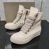 2025 Top Quality NEW Ro White Cowhide High-top Zipper Men's   Pink Simple Personality Couple Shoes Natural Soft Side.