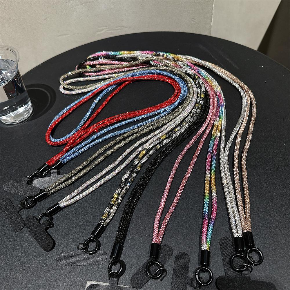 Luxury Rhinestone Crossbody Lanyard Strap Phone Bracelet Glitter Chain Phone Pendant Charm Anti-Lost Lanyard Jewelry