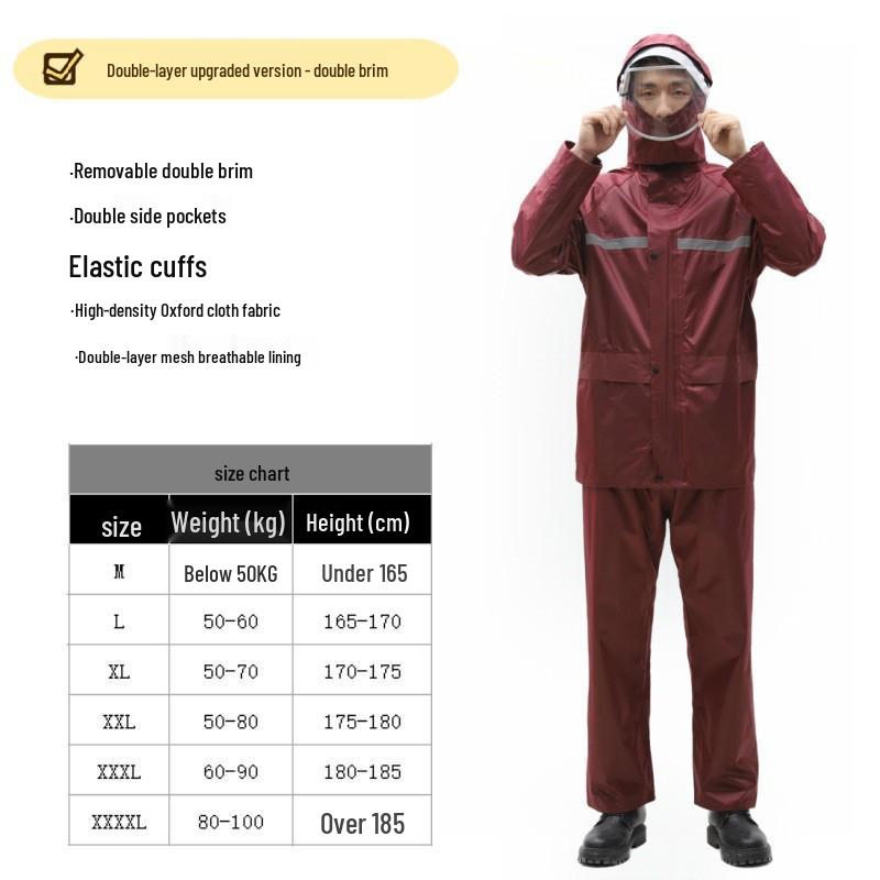 Thickened Full-Body Stormproof Raincoat and Pants - Reflective, Lengthened Set for Cycling and Riding