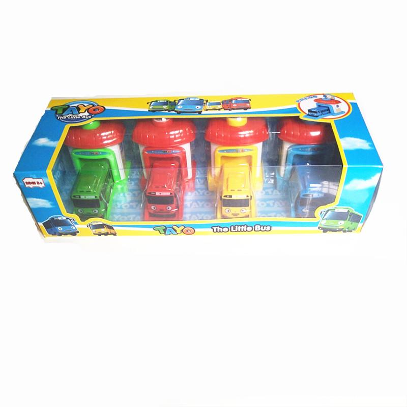 New 4pcs/set ko Toy the Little Bus Mini Plastic Pull Back Blue Tayo Red Gani Yellow Lani Green Rogi Bus Car Model for Baby Gift