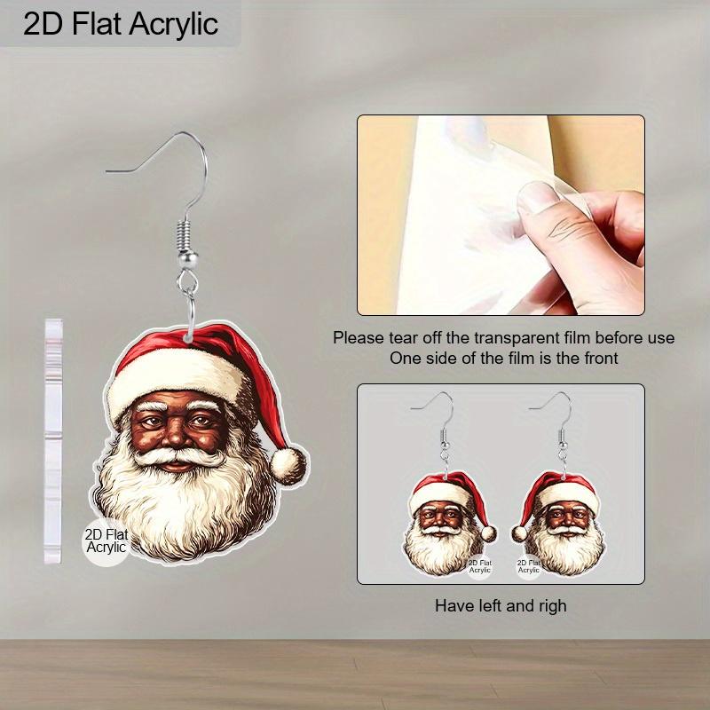 Christmas Gift Acrylic Women Fashion Drop Earrings, Rustic Santa Claus Shape Design Earrings Jewelry for Women's Daily Wear and Holiday Party Wear
