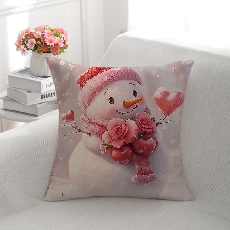 Weihnachts-Kissenbezug Leinen Beidseitig bedruckt Weihnachtsbaum Dekoration Sofa Kissenbezug Heim Kissenbezug