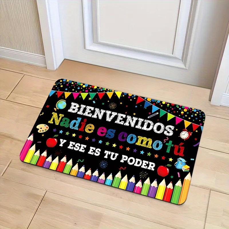 

Colorful Pencil Flag Door Mat – Bienvenidos Spanish Slogan, Vibrant School-Themed Entryway Rug for Living Room, Bedroom 40x60cm16x24in