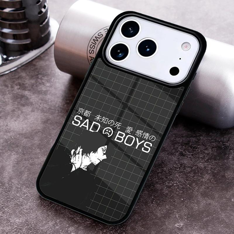 Vaporwave Aesthetic Sad Anime Phone Case For iPhone 17,16e,15,14,13,12,11,Mini,Pro,MAX soft Silicone Cover