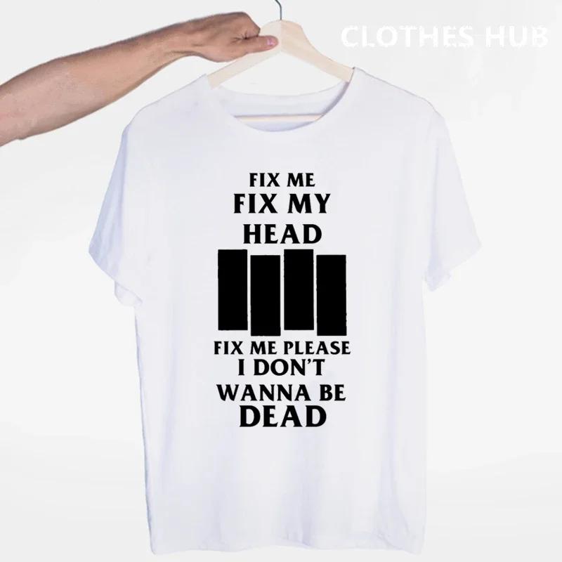 Black Flag T-shirt Summer O-Neck Short Sleeve Punk Rock Band Henry Rollins Large Bars Tshirt