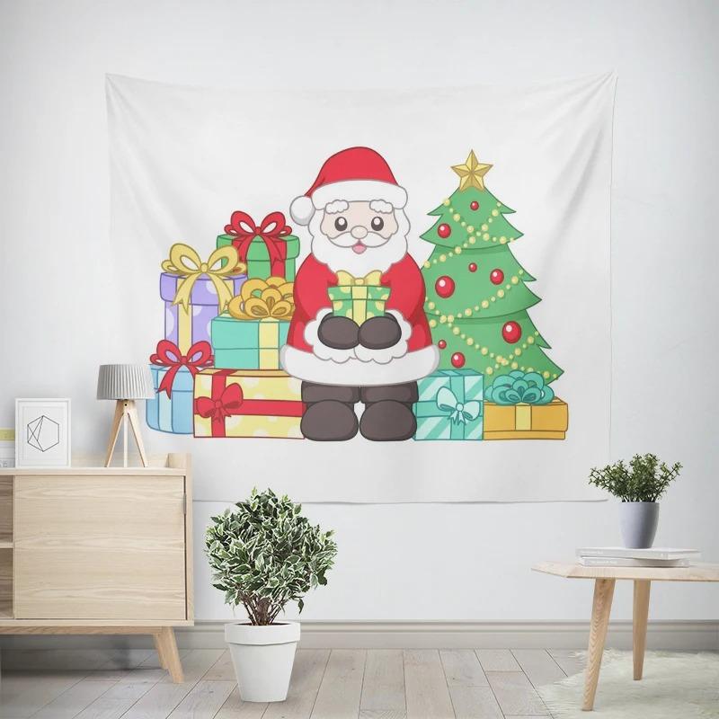 Christmas New Year Cute Snowman Pattern Living Room Bedroom Decoration Tapestry