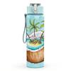 1PC Tropical Coconut Island Palm Tree Print 750ml Color Plastic Sports Water Bottle Leakproof Flip Straw Lid Suitable for Sports Office Home Use