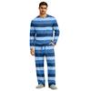Men's Long Sleeve Pajama Set with Button Crotch and Elastic Drawstring Waist Pants for Home Loungewear