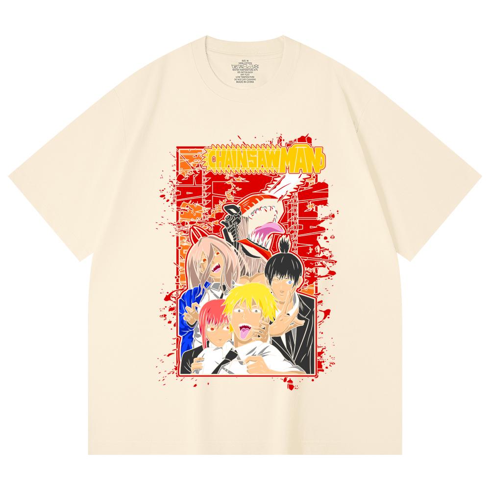 230 Gsm 100% Cotton Chainsaw Man V26 Print Unisex Heavy Cotton T Shirt