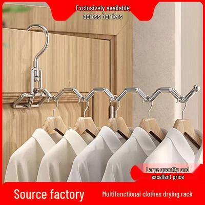 Portable Foldable Clothes Rack for Travel, Multi-Functional Stainless Steel Drying Hanger Tool