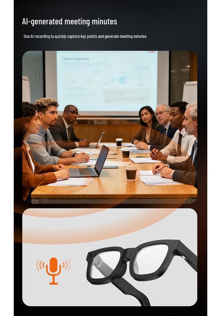 AI Electrochromic Glasses HD 800W, 4K Image Quality with Real-Time Image Translation – Black Technology