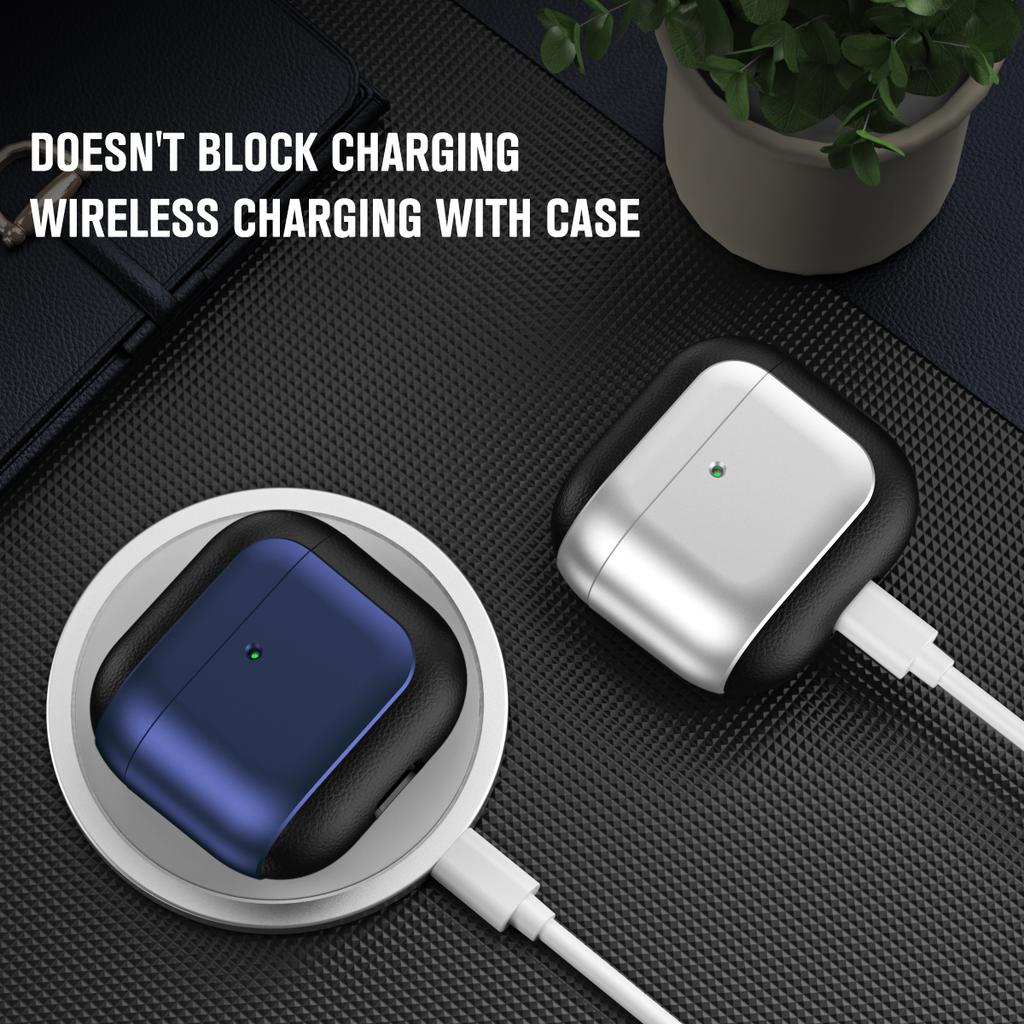 For AirPods 4 with ANC TPU Case Electroplating Litchi Texture Fall Prevention Earphone Cover with Lanyard