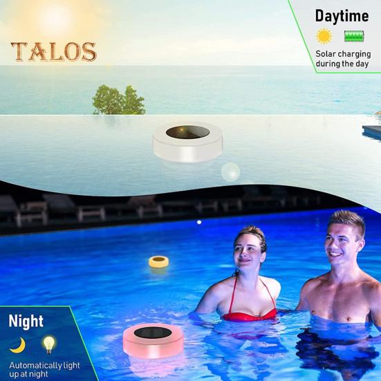 Solar Pool Chlorine Floater with Light Chlorine Tablet Floater Pool Chlorine Dispenser Colorful Light Chlorine Floater for Hot Tub
