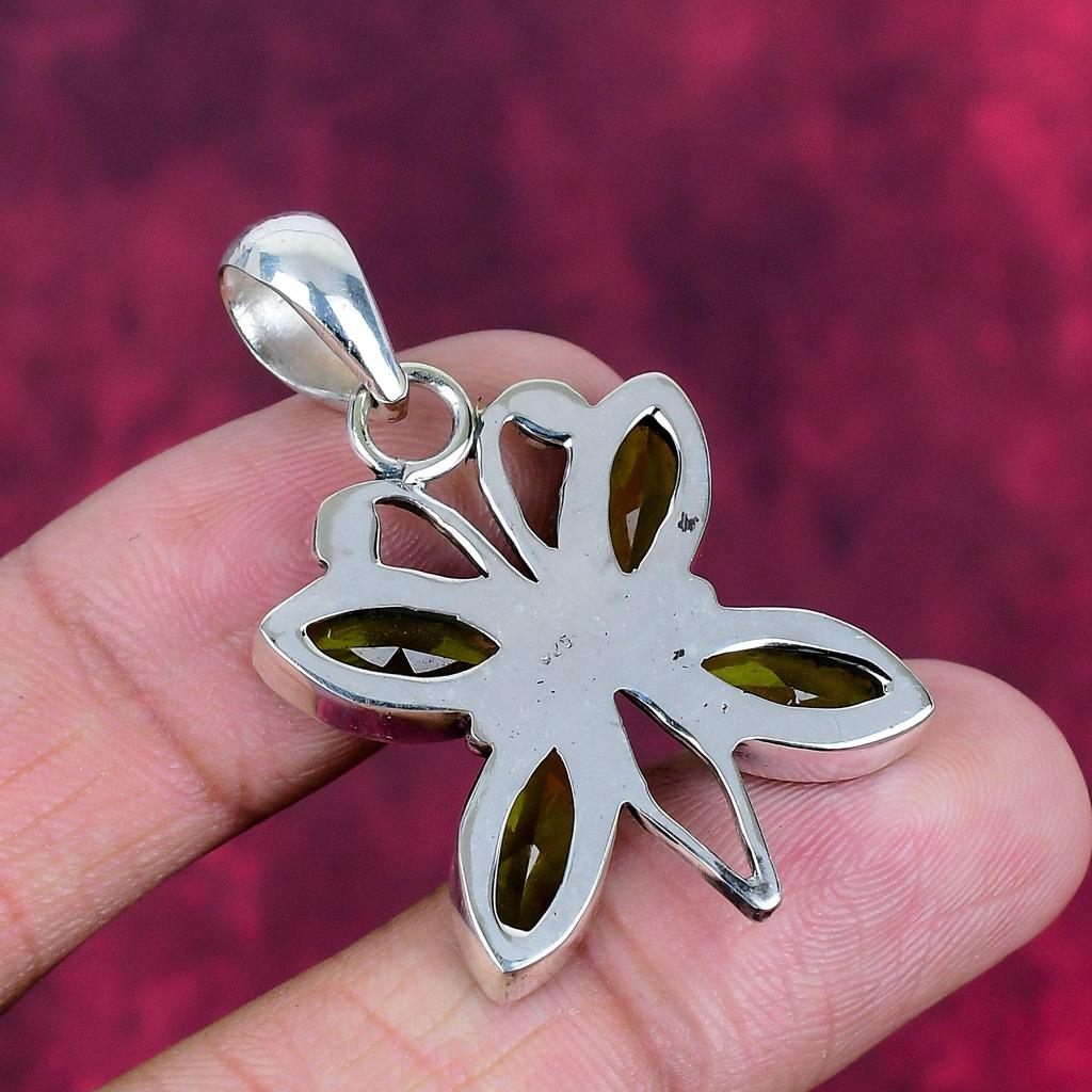 Peridot Anhänger Edelstein Schmuck, 925 Sterling Silber Anhänger, handgefertigter Schmuck Geburtsstein Anhänger, Geschenk für Ihn
