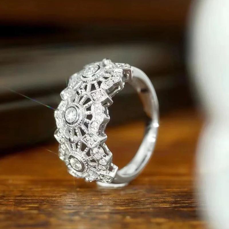 

Bridal Wedding Rings Luxury 925 Sterling Silver Hollow Out Design Chic Accessories for Women Engagement Band New Fashion Jewelry 6