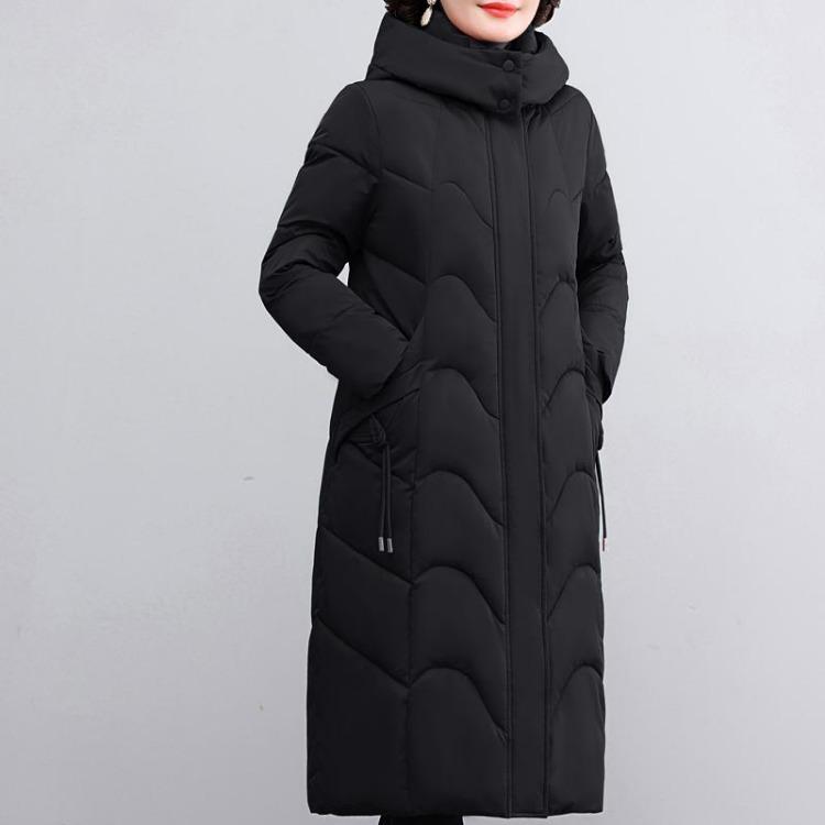 Elegant Middle Age Woman Winter Parkas Long Coat Hooded Overcoat Casual Thick Warm Lady Jackets