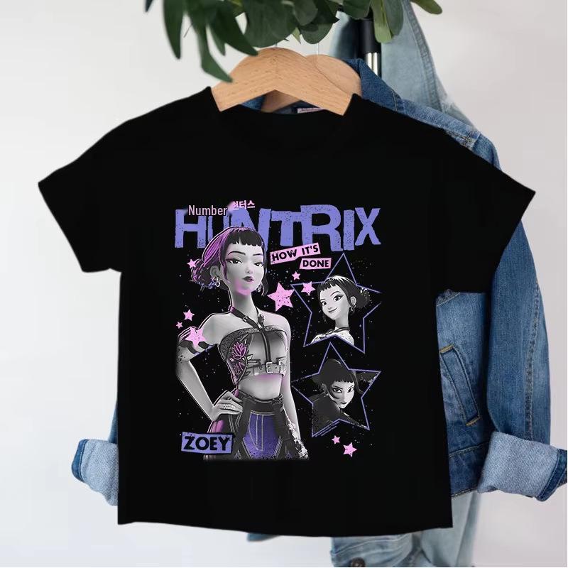 Kpop Dämonenjägerin Girlgroup Baumwoll-T-Shirt - Kinder Rundhals Kurzarm