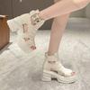 Comemore Gothic Platform Sandals Women Summer Wedges Peep Toe Gladiator Shoes Woman Thick Bottom 8cm High Heels Sandalias Mujer
