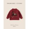 Insbobo Girls' Sweater Spring New Style Boys' Red Top Children's Stylish Clothes Baby Trendy Children's Clothing