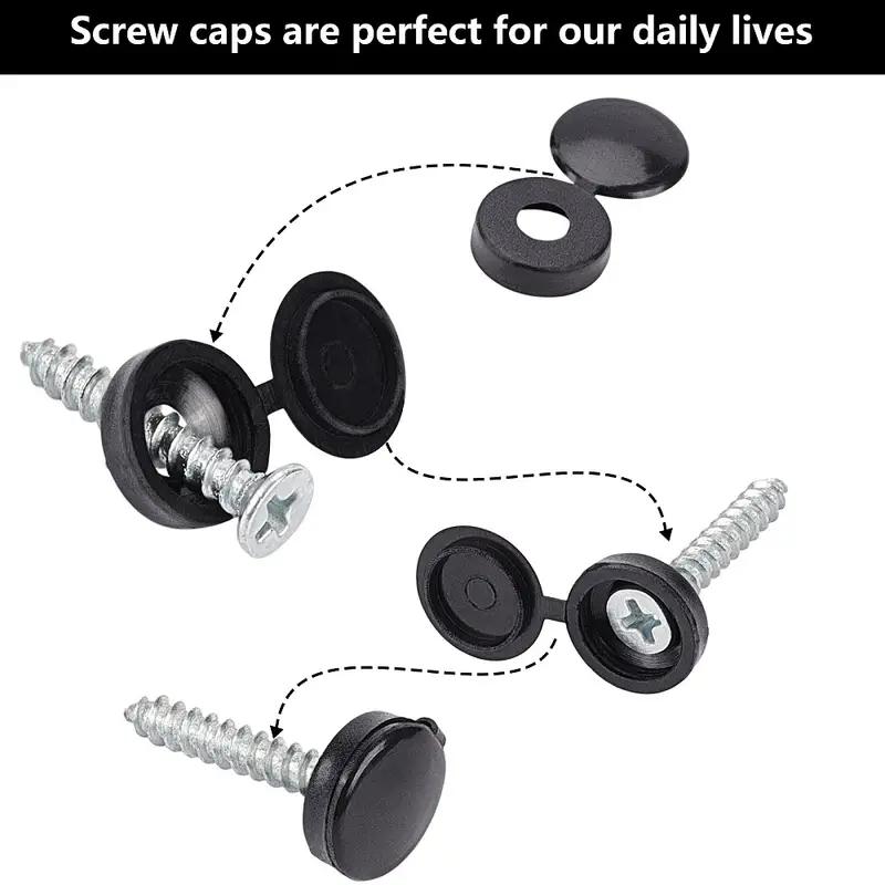 500pcs Hinged Plastic Screw Cap Cover Fold Snap Protective Cap Button Nuts Bolts Fixing Caps For Furniture Decorative Hardware