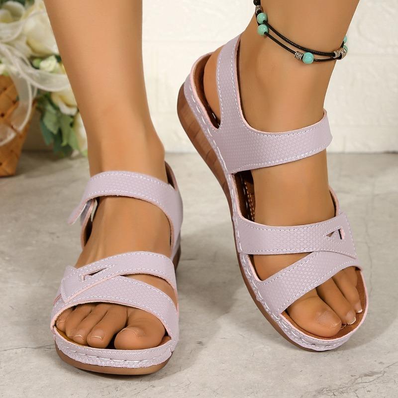 Women's Peep-Toe Platform Gladiator Sandals - Wide Width Summer Casual Shoes with Velcro Strap, Boho Roman Style Wedge Heel Outdoor Sandals