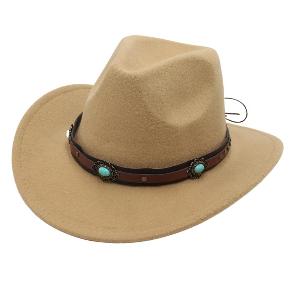 Western Cowboy Hat New Tibetan Ethnic Woolen Jazz Hat Grassland Outdoor Sunshade Top Hat