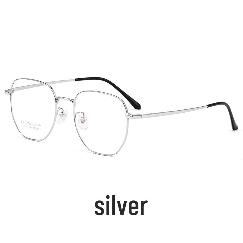 

Сверхлегкая оправа для очков из чистого титана - Унисекс, для большого лица, двухцветный ретро-дизайн серебряный