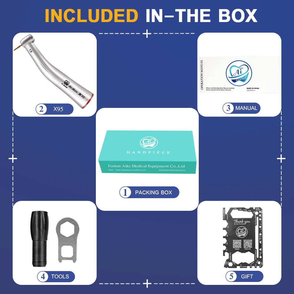 Стоматологический низкоскоростной наконечник AI-X95 1:5 Угловой наконечник — фото 9