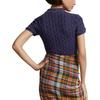 Polo Ralph Lauren FW22 Slim Fit Solid Cable Knit Short Sleeve Polo Shirt Women tops Blue WMPOKNINCU20630-410