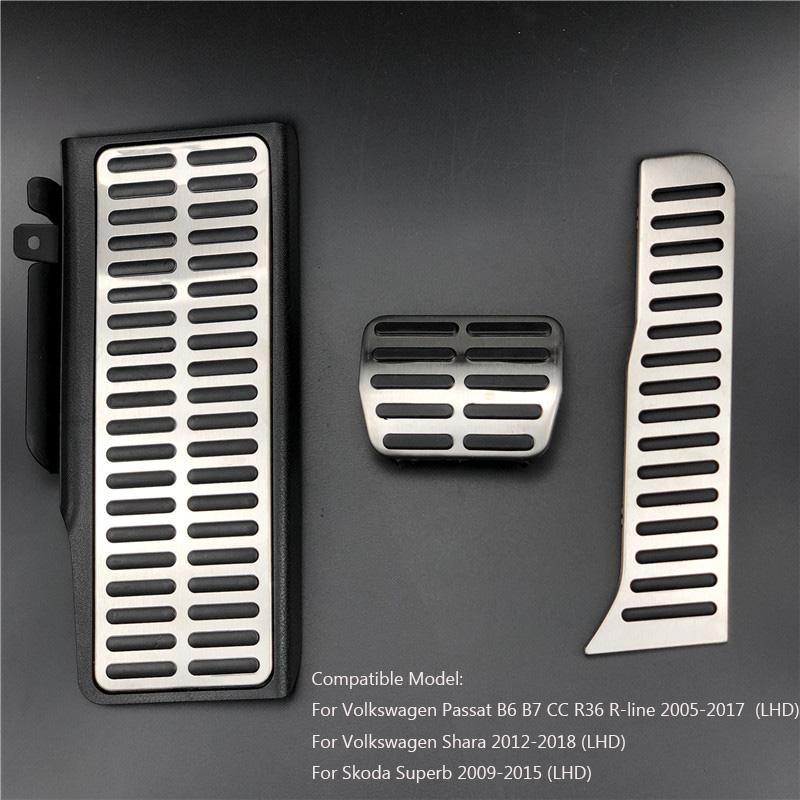 

For Volkswagen Passat B6 B7 CC Stainless Steel Automatic /Manual DSG AT/MT Pedal Includes Footrest+Brake+Gas Pedal (LHD) AT 3pcs