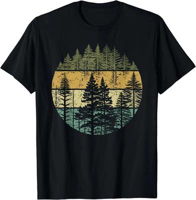 T-shirt Grafica Vintage Retro Alberi della Foresta All'aperto Natura Donna Uomo
