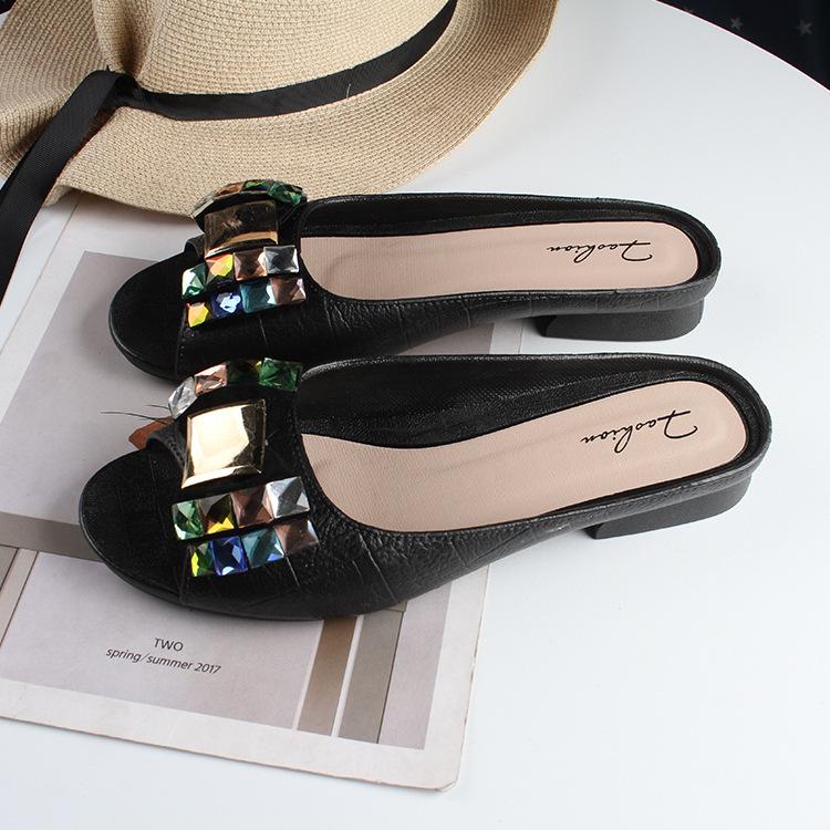 Yuzhihao Women s Summer Rhinestone Slip-on Mules 38-39
