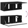 TV Cabinet Set 2 Pcs Black Engineered Wood