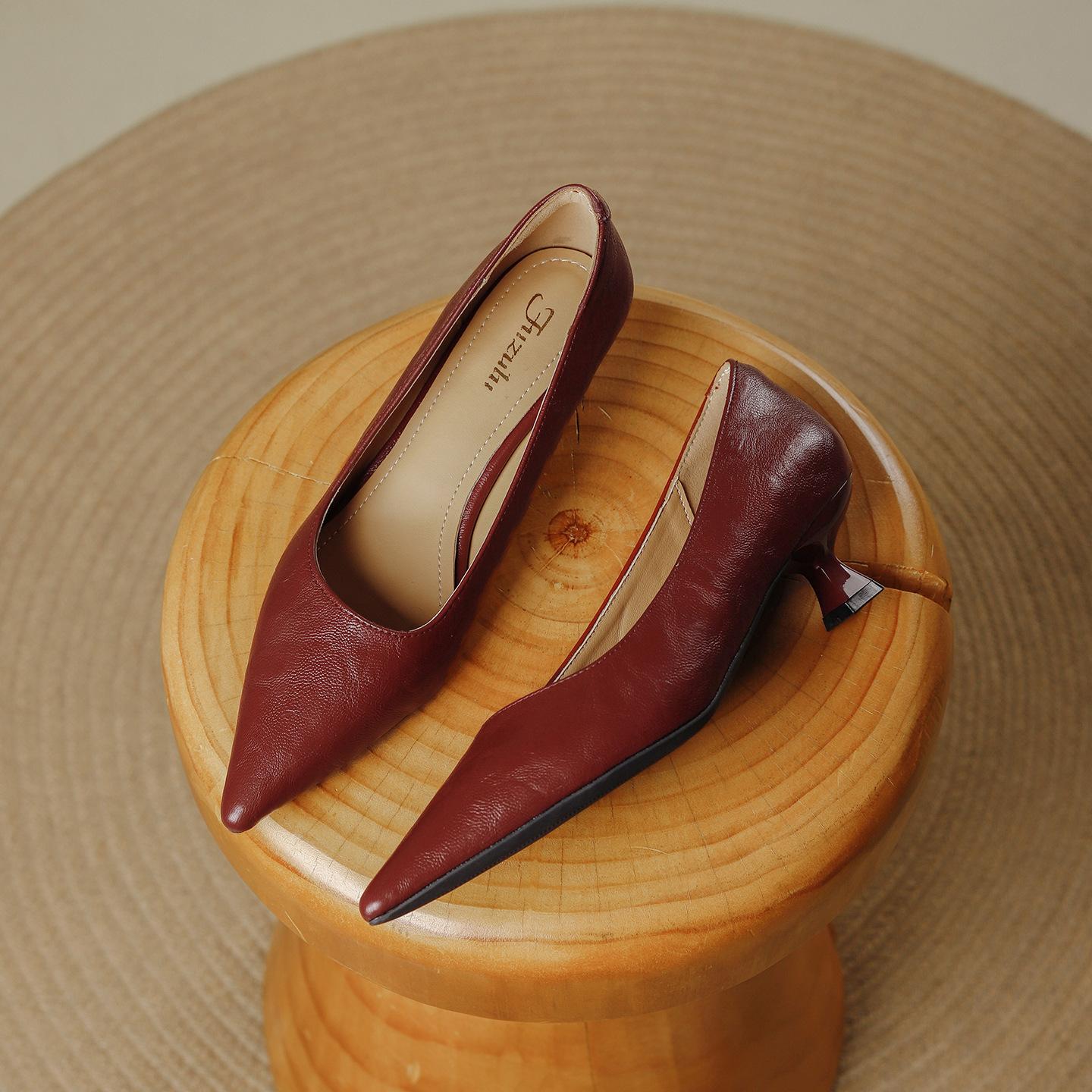 

Новые Женские Элегантные Модные Туфли-лодочки на Шпильке с Острым Носом и Мелким Вырезом, Туфли на Высоком Каблуке, Туфли для Платья, Рабочие Туфли-лодочки 35