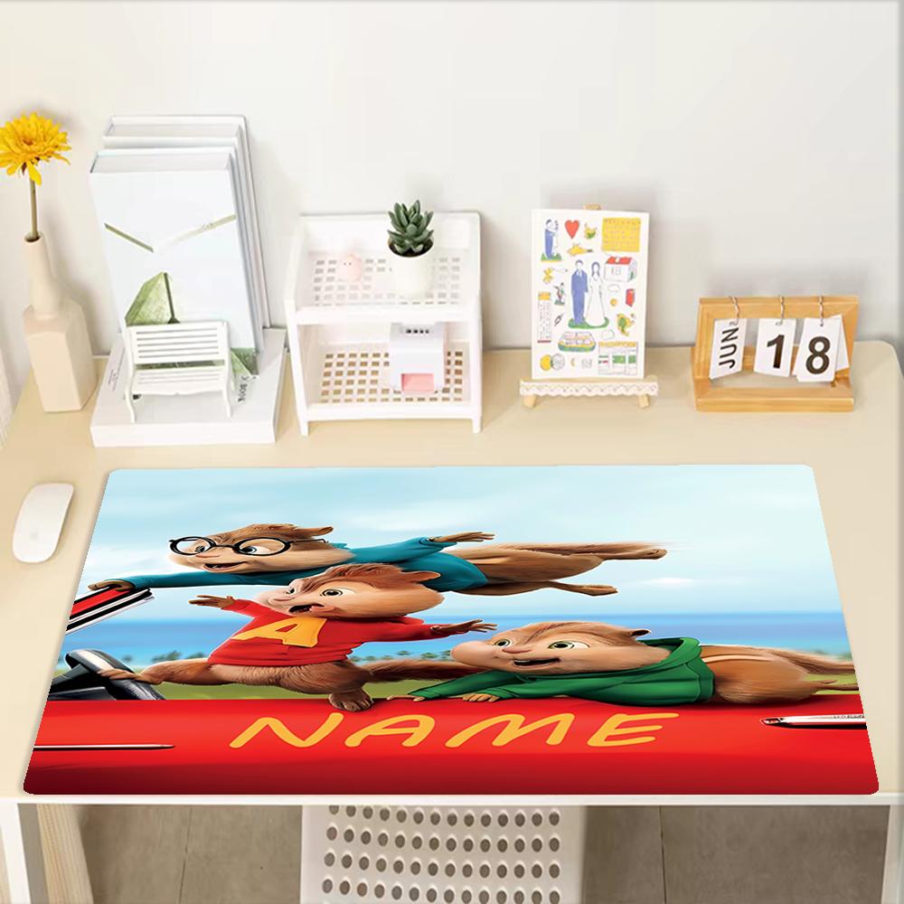Custom Name Alvin and the Chipmunks Theme Mouse Pad, Non Slip Rubber Base, Multifunctional Office & Home Decor, Perfect for Workspace Personalization.