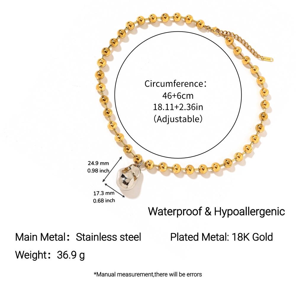 

Ожерелье Yingtai из нержавеющей стали с покрытием 18 карат с подвеской из неправильной жемчужины и геометрической цепочкой с бусинами