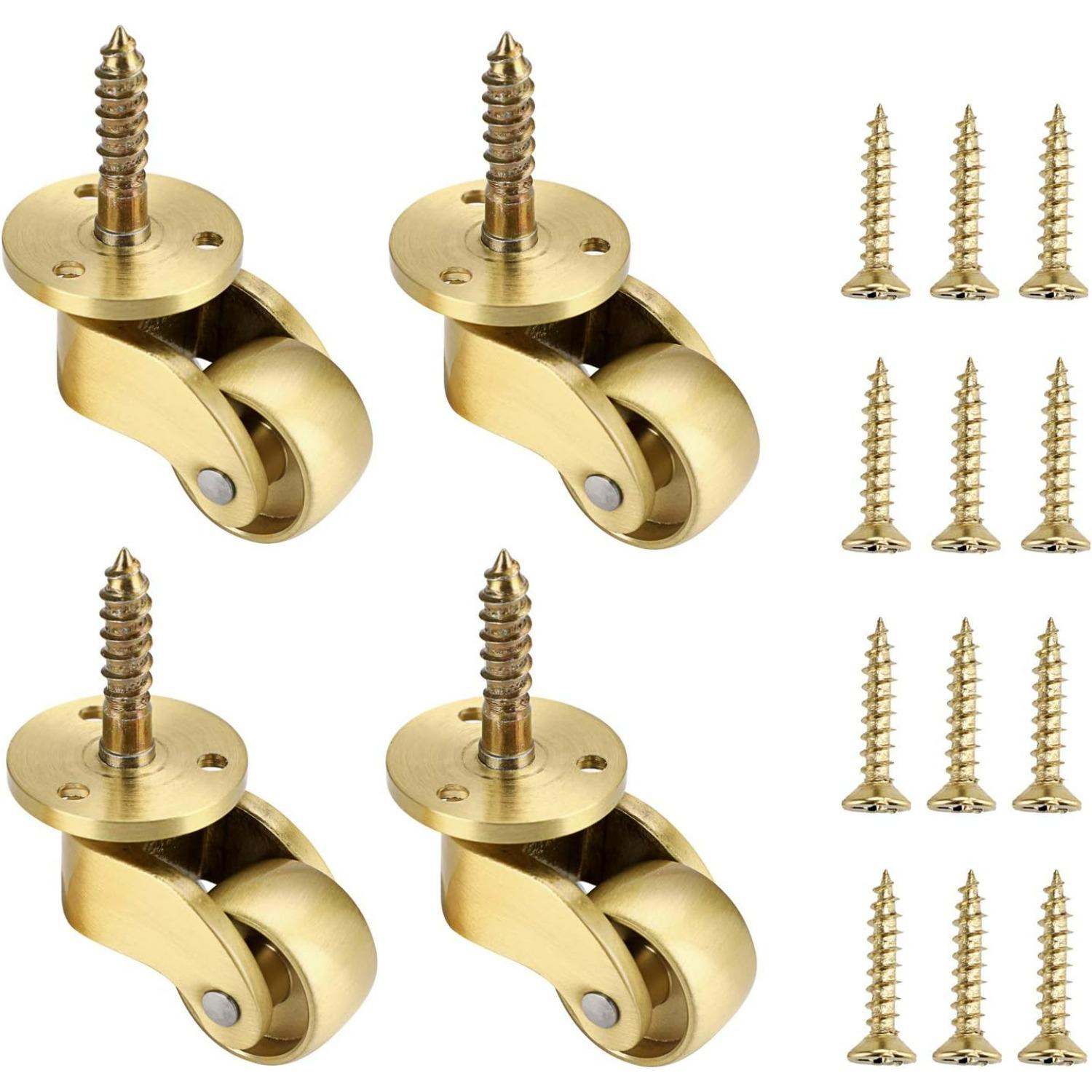 

Set of 4 Solid Brass Universal Castors 360°Swivel Furniture Wheels 22mm Furniture Casters R
