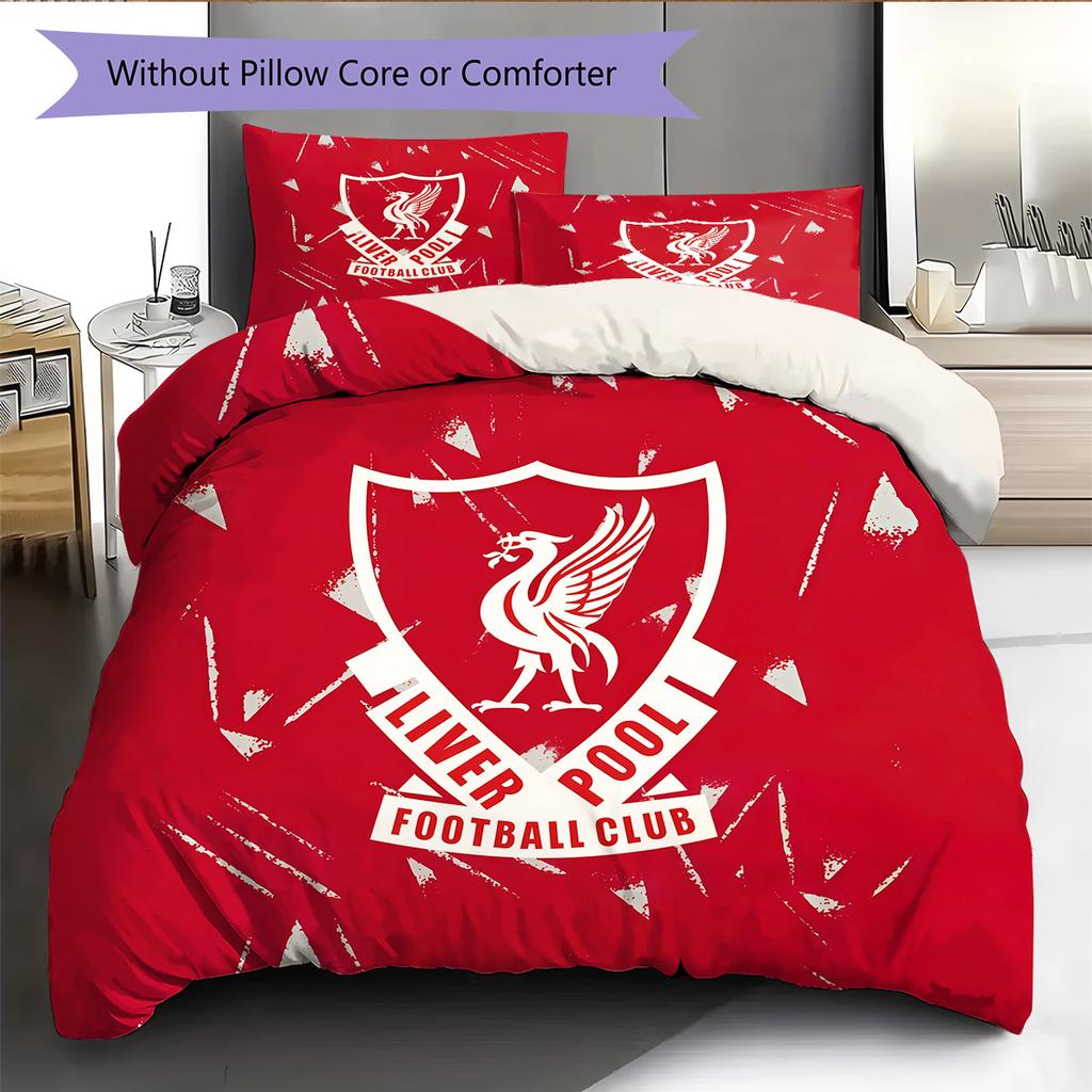 Set Copripiumino Trapuntato con Fantasia Liverpool Football Club Decorazione per la Casa Regalo (1 * copripiumino + 2 * federe senza imbottitura).xwn