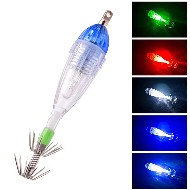 1 Stück Mini-Haken-Lötlampe Tintenfischlicht Mit Schirmhaken Und Batterie Unterwasser-Fischlicht Oktopus Tintenfischhaken