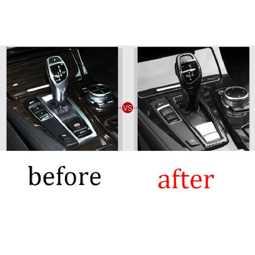 Carbon Fiber Gear Shift Knob Shifter Lever Trim 1PCS For BMW X3 F25 X4 2011-2017